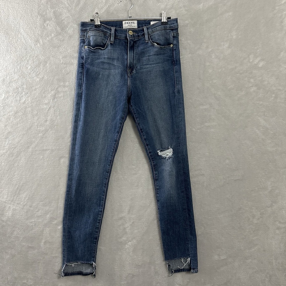 Frame Denim Jeans Women's Size 29 (fits 28) Le High Skinny‎ Stretch Distressed